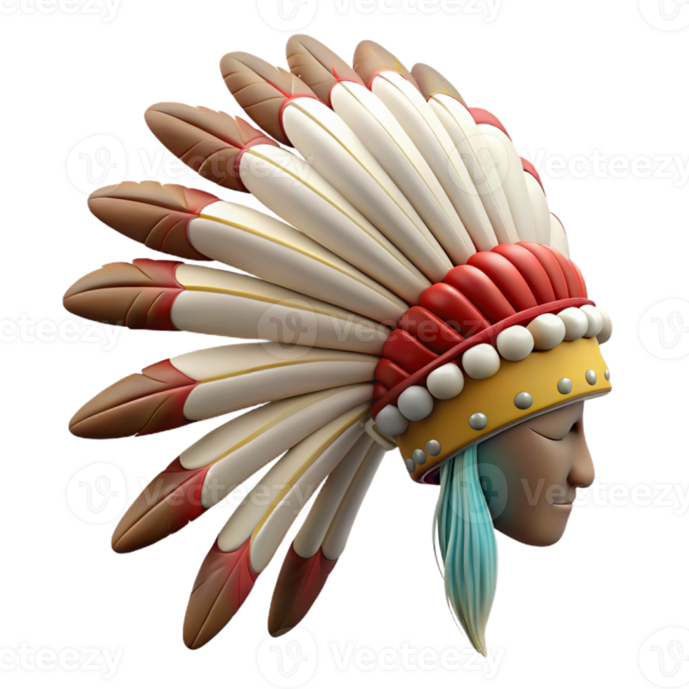 impressive vintage Native American Headdress Side View Isolated premium png