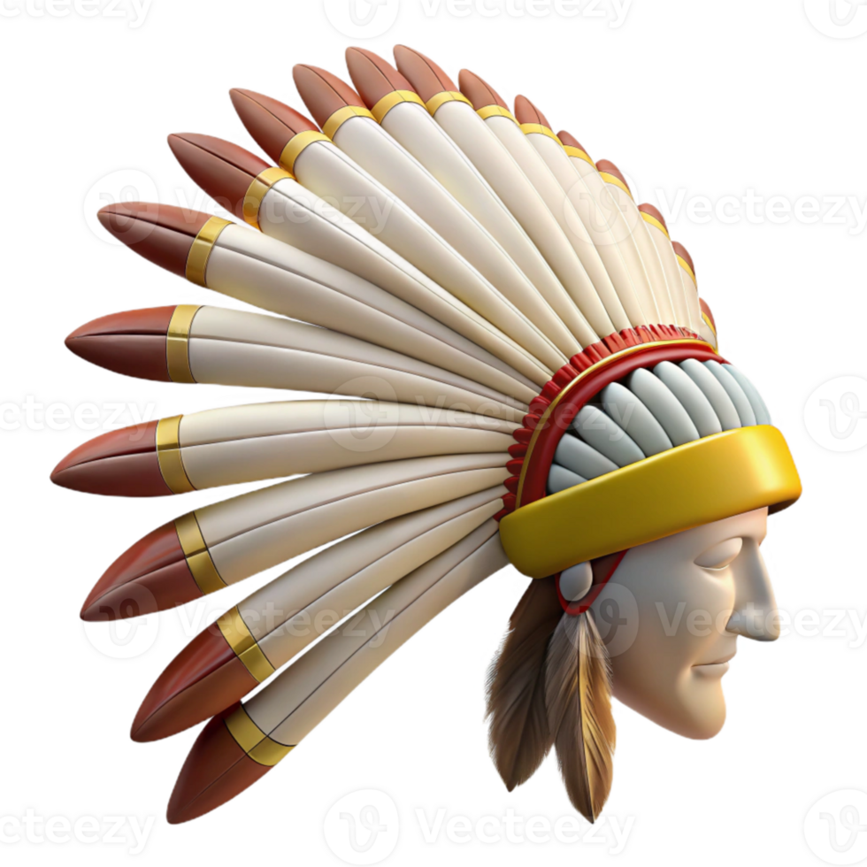 dramatic modern Native American Headdress Side View Isolated png