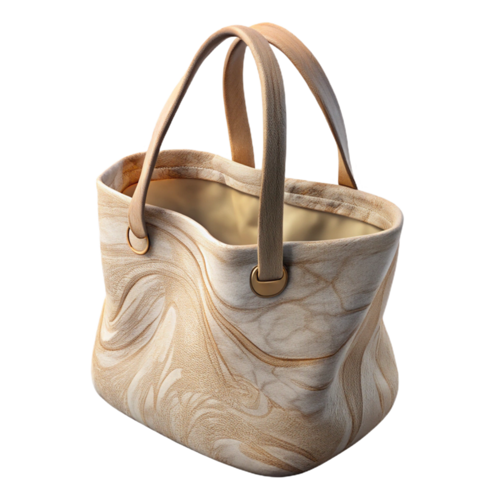elegant classic Natural Cotton Tote Bag with Long Handles Isolated premium png