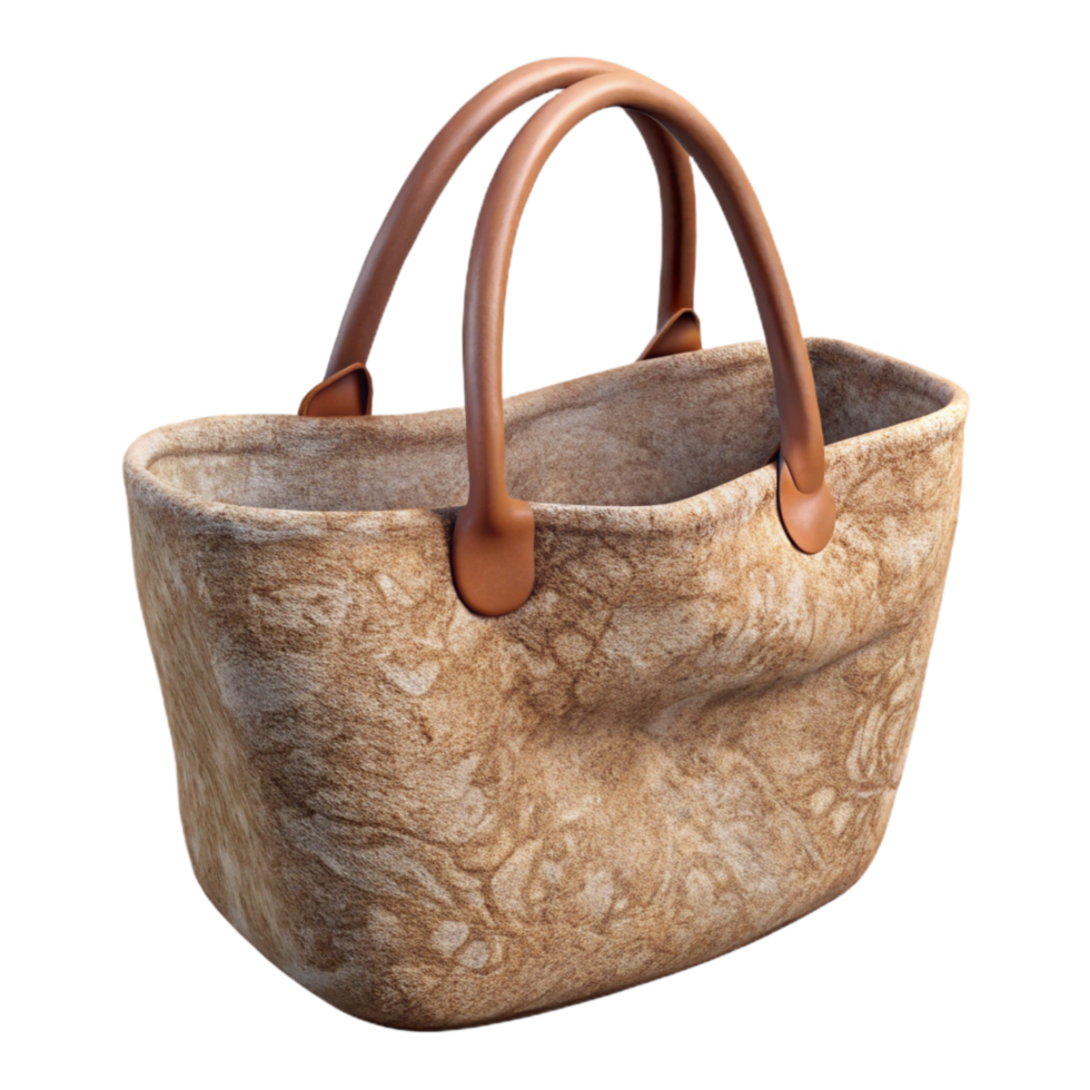 elegant vintage Natural Fiber Tote Bag with Long Handles Transparent Background png