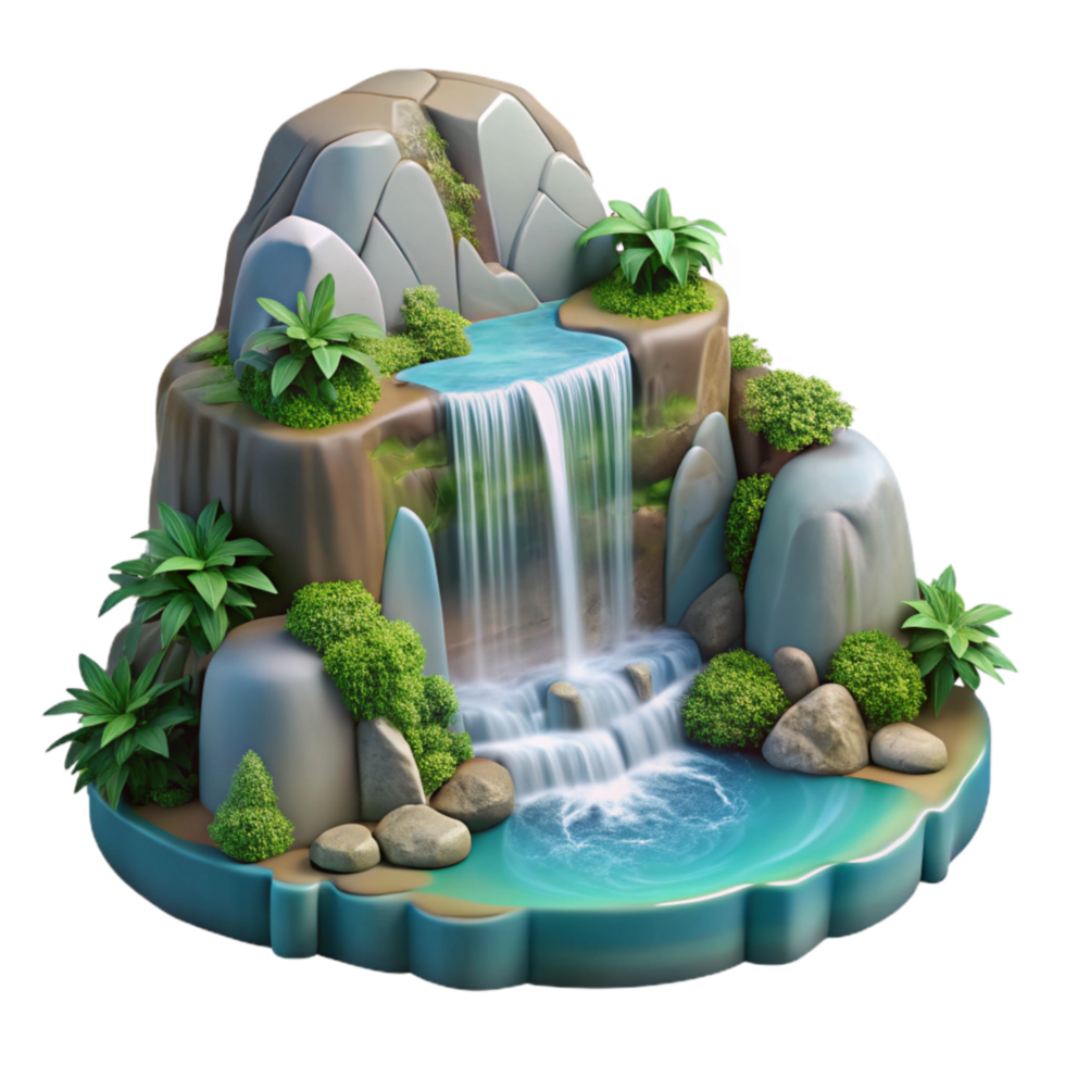 elegant creative Nature Photography Scene with Waterfall Cutout png