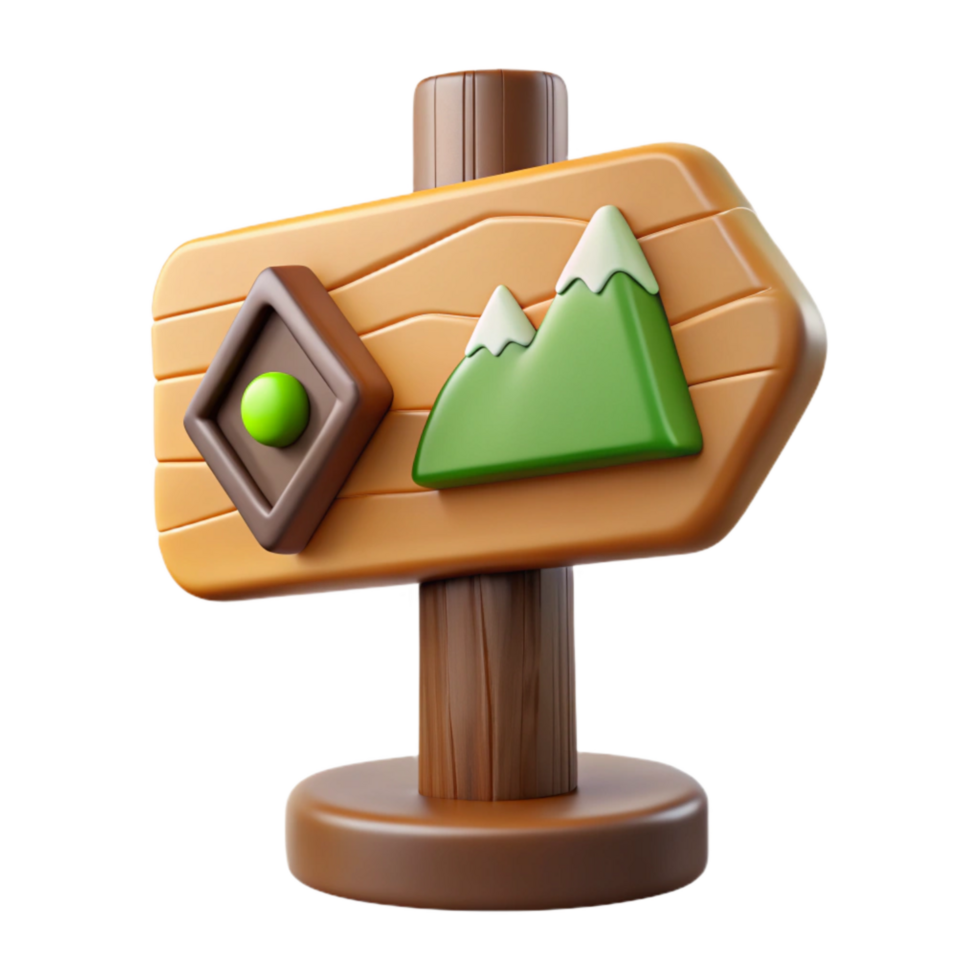 serene artistic Nature Trail Sign Wooden Post genuine png
