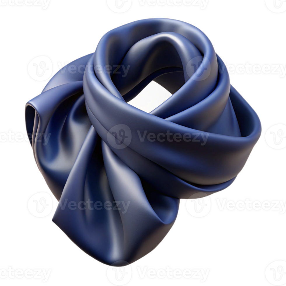 serene modern Navy Blue Silk Scarf Knotted Cutout high quality png