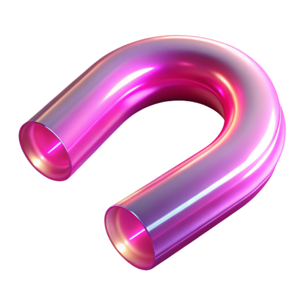 stunning abstract Neon Light Tube Pink Bent Isolated Transparent Background detailed png