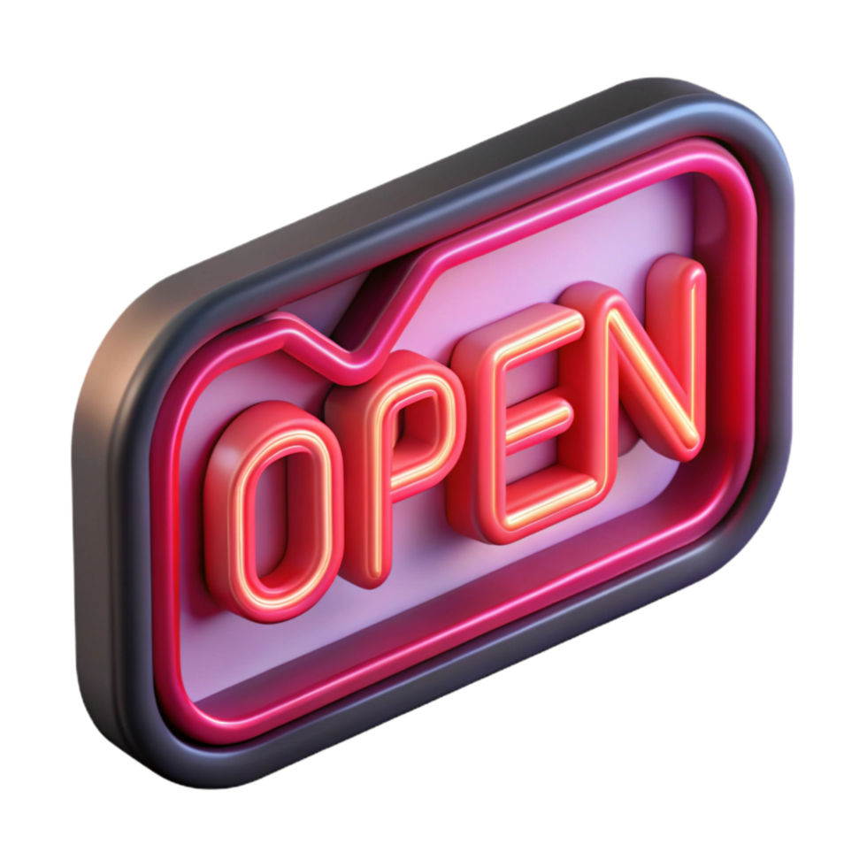 impressive abstract Neon Sign Open Sign Red Transparent Background exclusive png