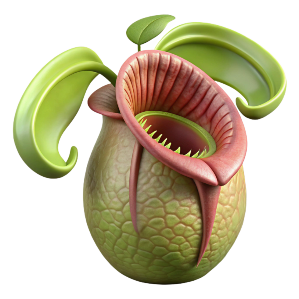 dramatic modern Nepenthes Bicalcarata Fanged Pitcher Plant Two Fangs Cutout Isolated exclusive png