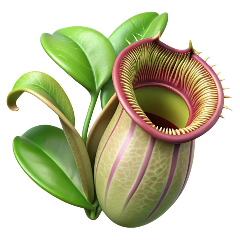 serene creative Nepenthes Bicalcarata Fanged Pitcher Plant Two Fangs Cutout Isolated high resolution png