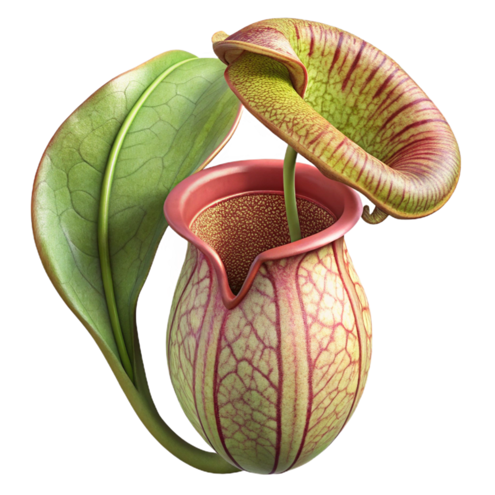 extraordinary abstract Nepenthes Truncata Truncate Pitcher Plant Wide Peristome Cutout Isolated authentic png