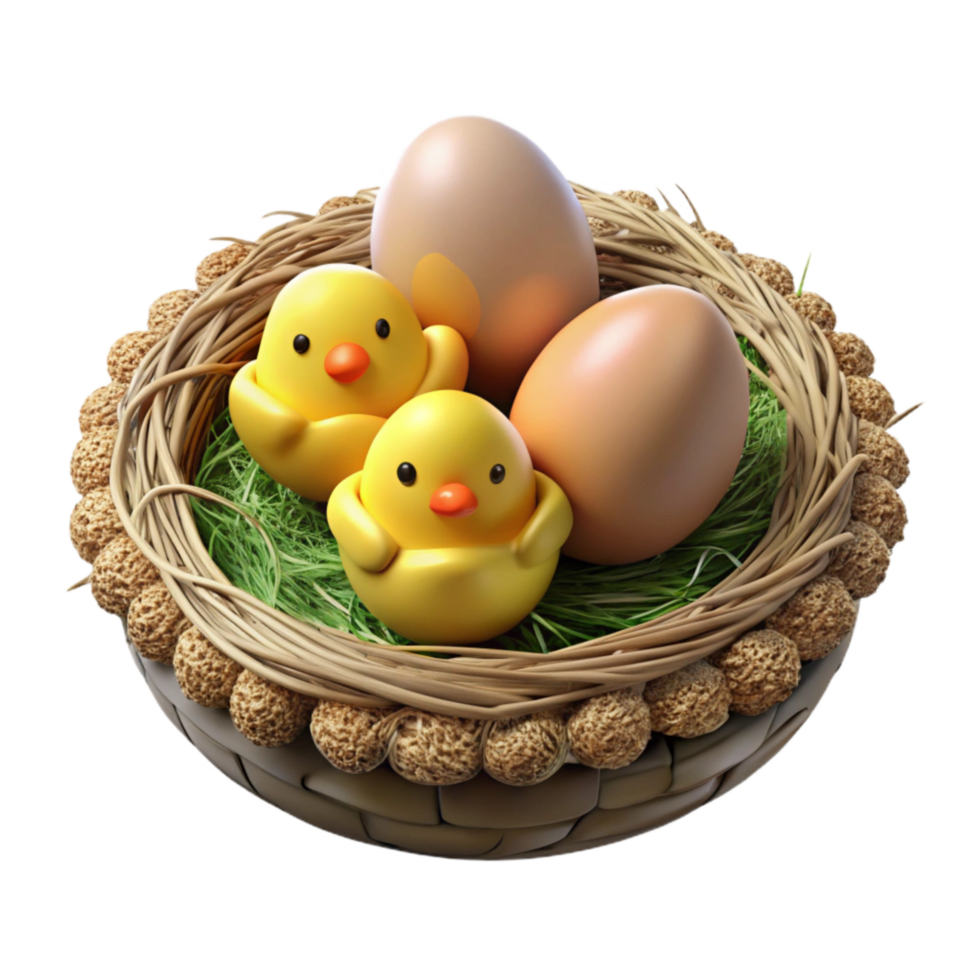 serene classic Nest with Chicks on Transparent Background original png