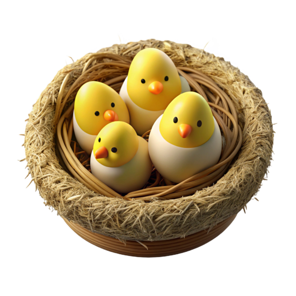 wonderful vintage Nest with Chicks on Transparent Background professional png