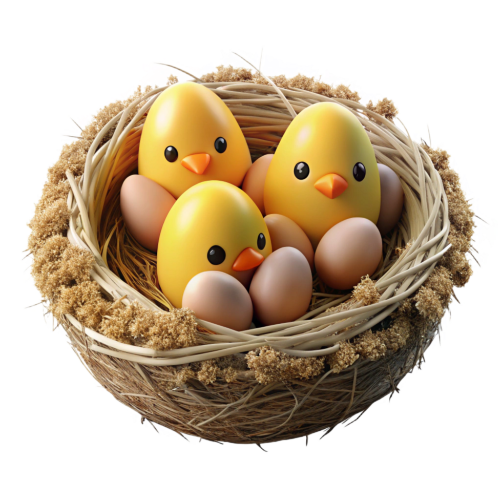 beautiful abstract Nest with Chicks on Transparent Background original png