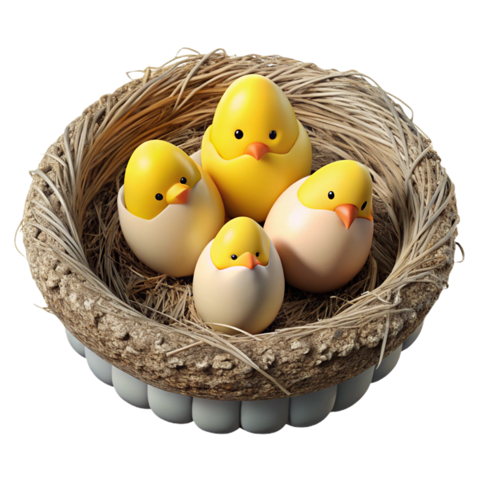 serene abstract Nest with Chicks on Transparent Background genuine png