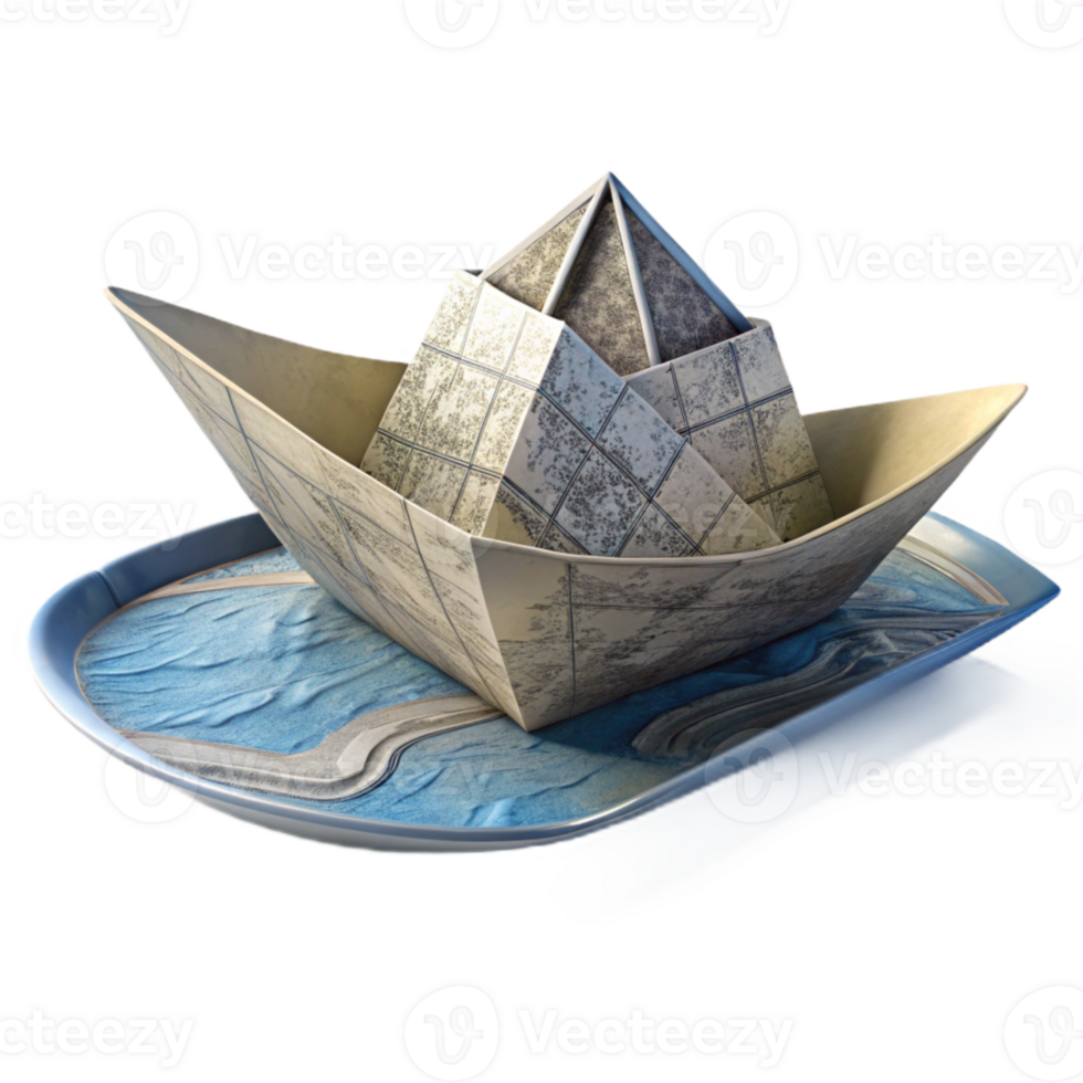 wonderful classic Newspaper Boat Craft Floating on Water Cutout exclusive png