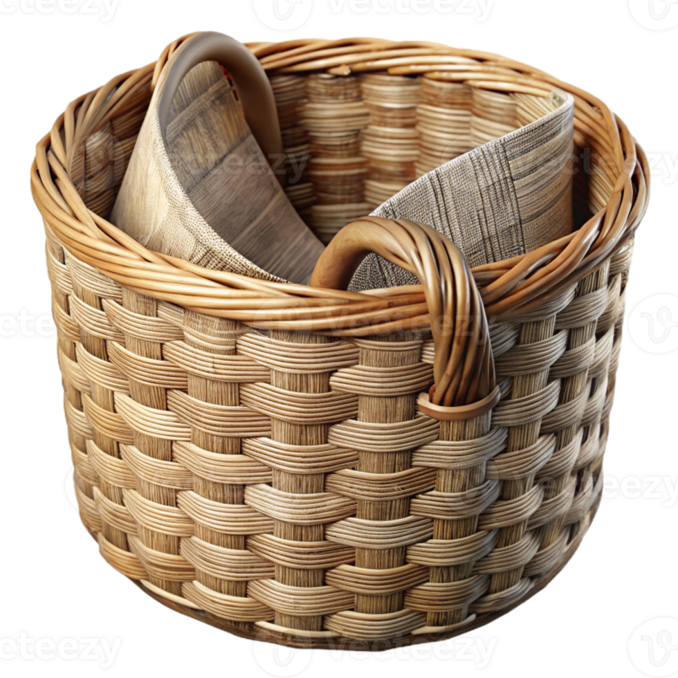 wonderful artistic Newspaper Woven Basket Close Up Cutout authentic png