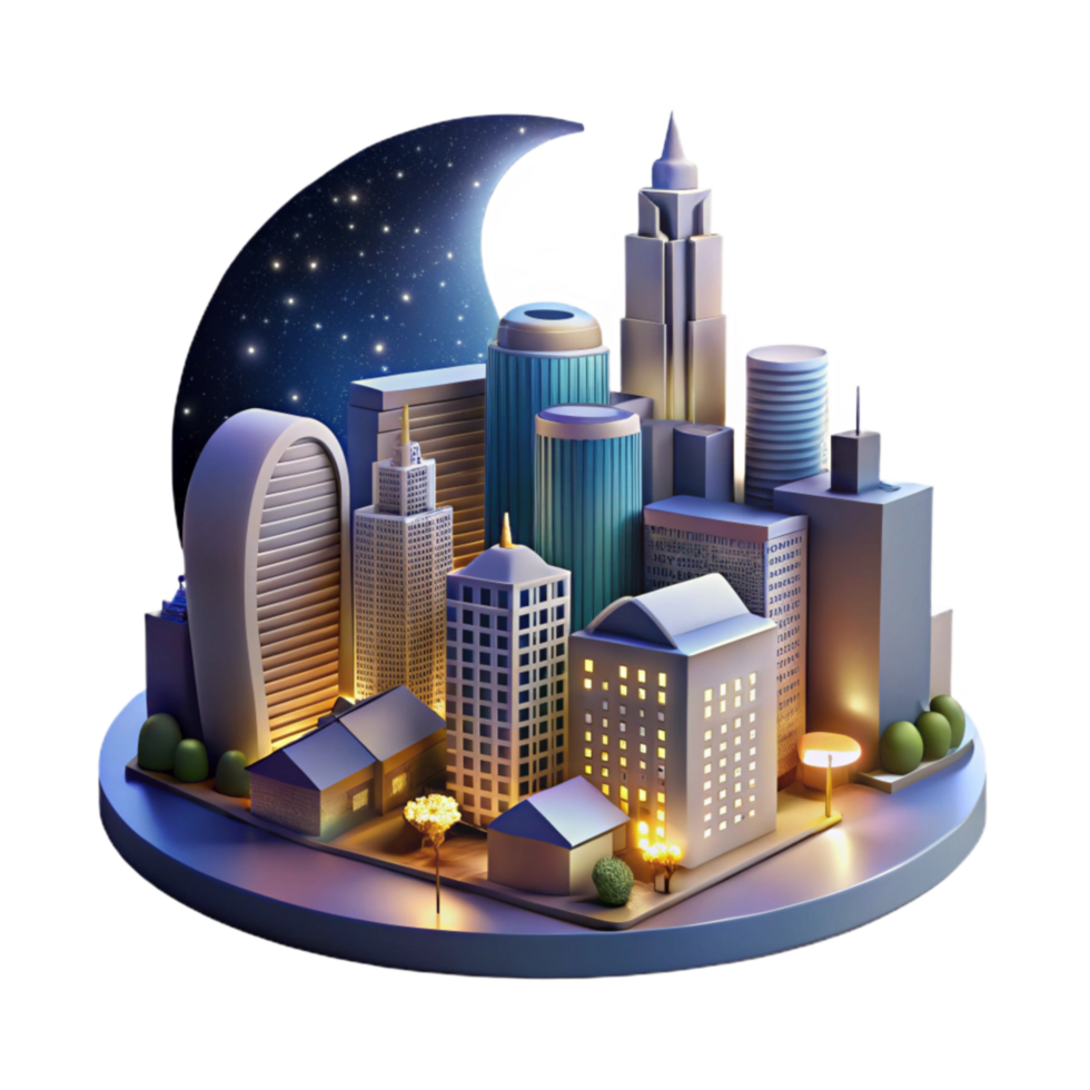 serene vintage Night Photography Cityscape Long Exposure Cutout detailed png