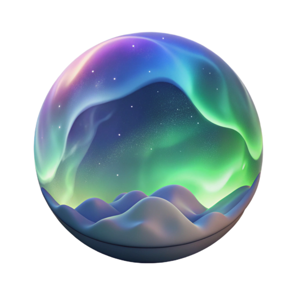 dramatic contemporary Northern Lights Aurora Borealis Isolated detailed png