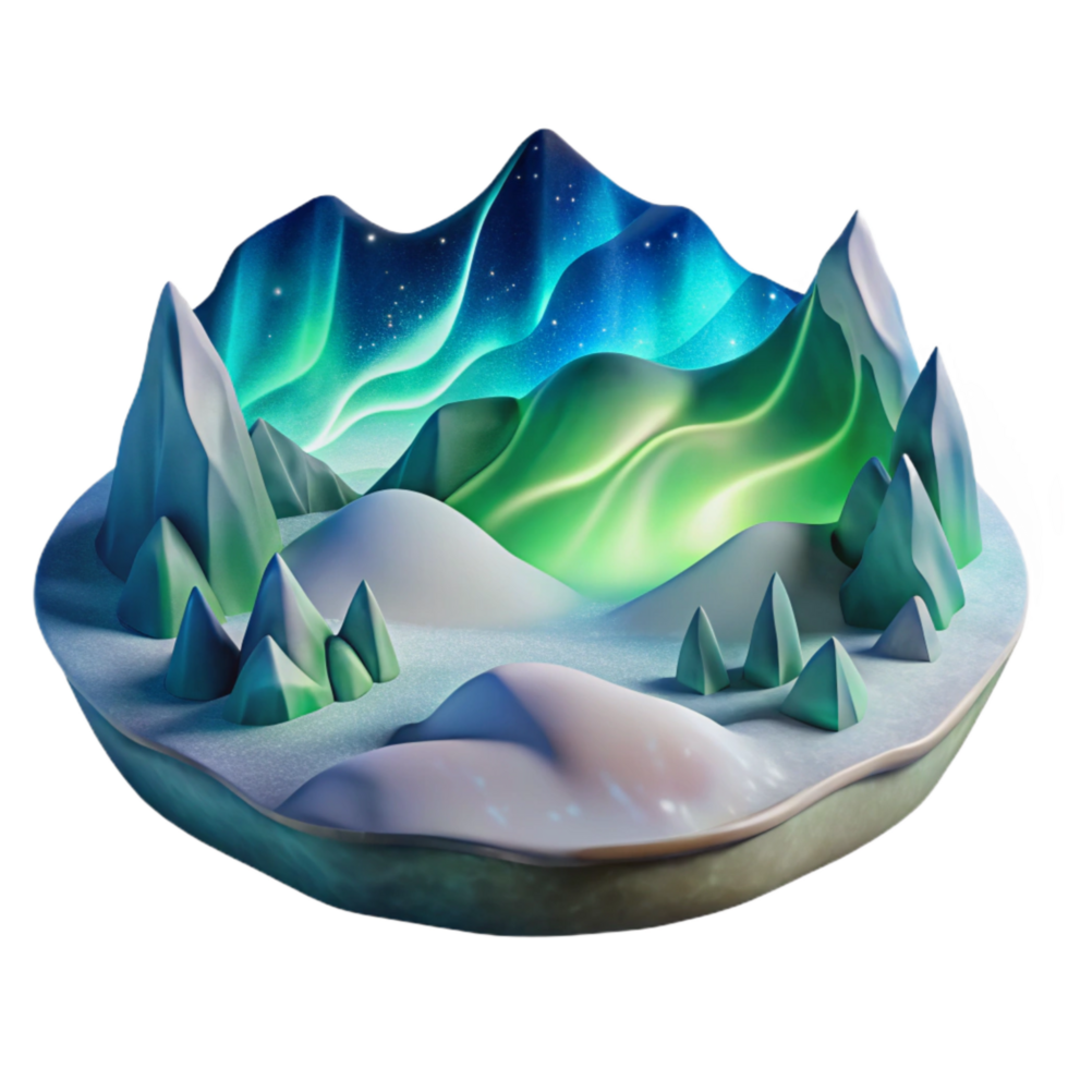 dramatic vintage Northern Lights Landscape Transparent Background Cutout original png