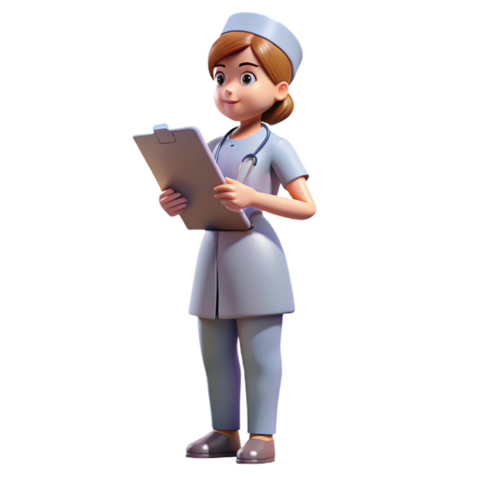 elegant classic Nurse with Clipboard Side View Transparent Background original png