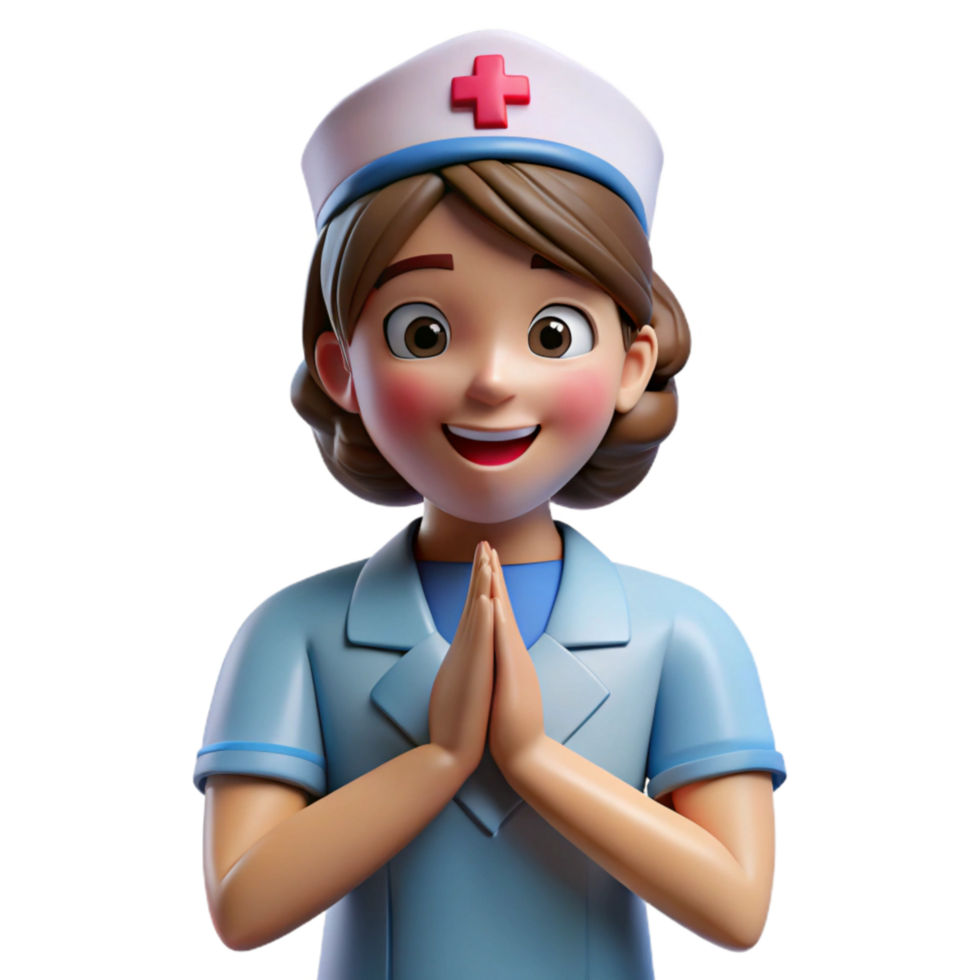 elegant artistic Nurse with Patient Caring Gesture Transparent Background genuine png