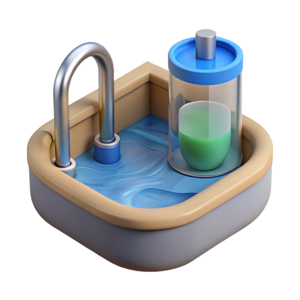 beautiful abstract Nutrient Solution Reservoir Filled with Water Cutout detailed png