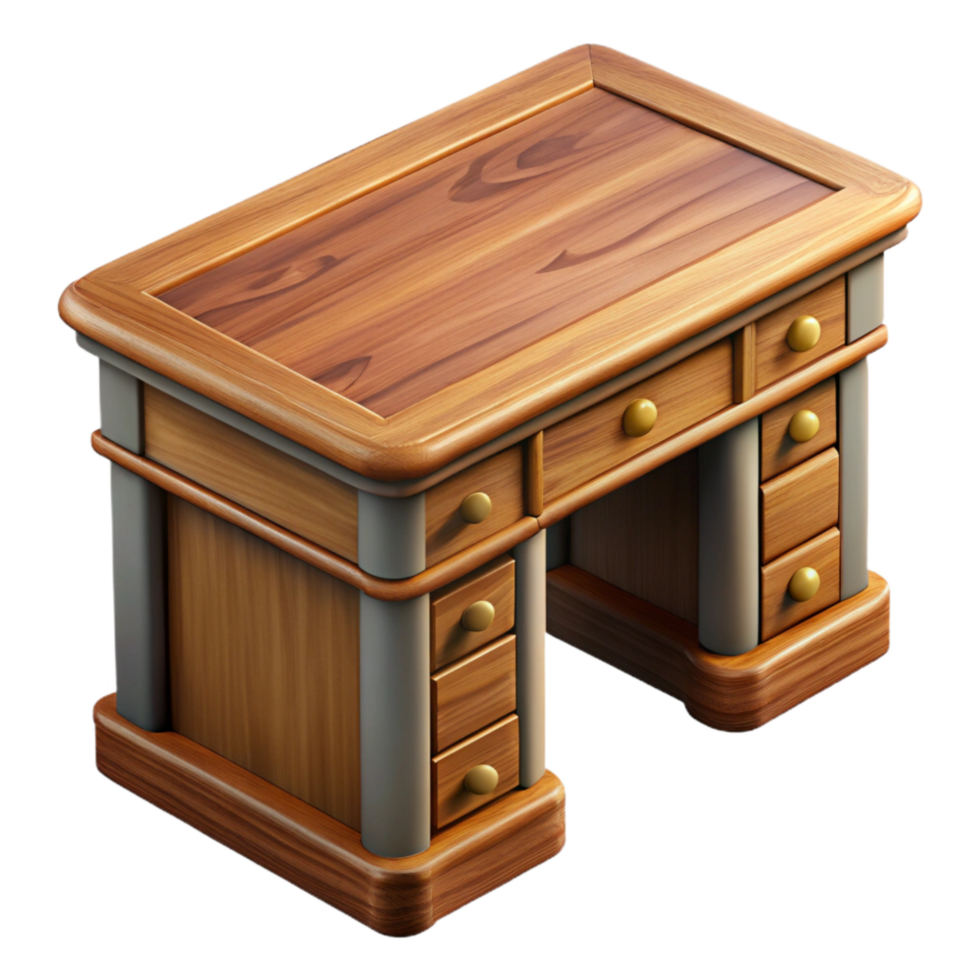 stunning modern Oak Wood Desk Corner Detail Transparent Background high quality png