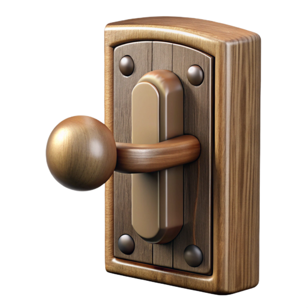 beautiful classic Oak Wood Door Handle Detail Transparent Background high resolution png