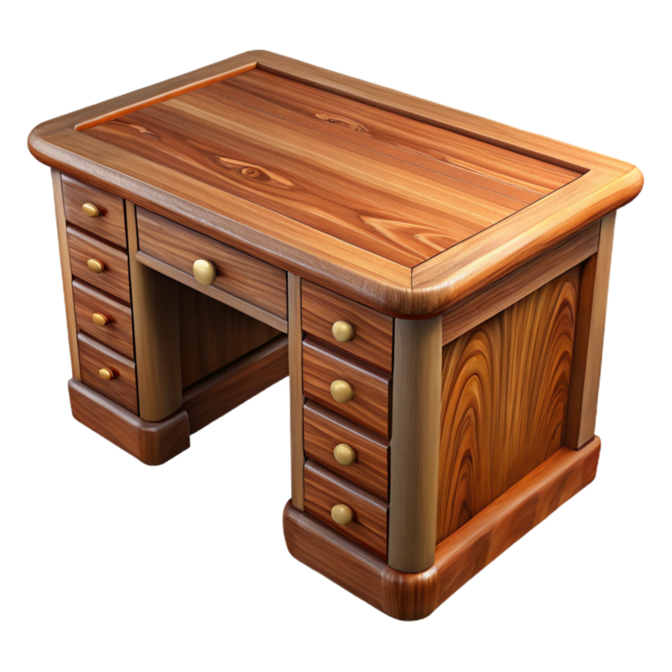 beautiful modern Oak Wood Desk Corner Detail Transparent Background high resolution png