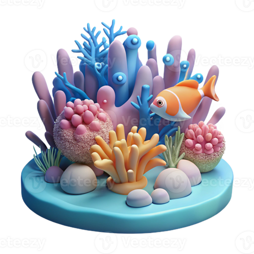 dramatic creative Ocean Coral Reef Fish School Transparent Background exclusive png
