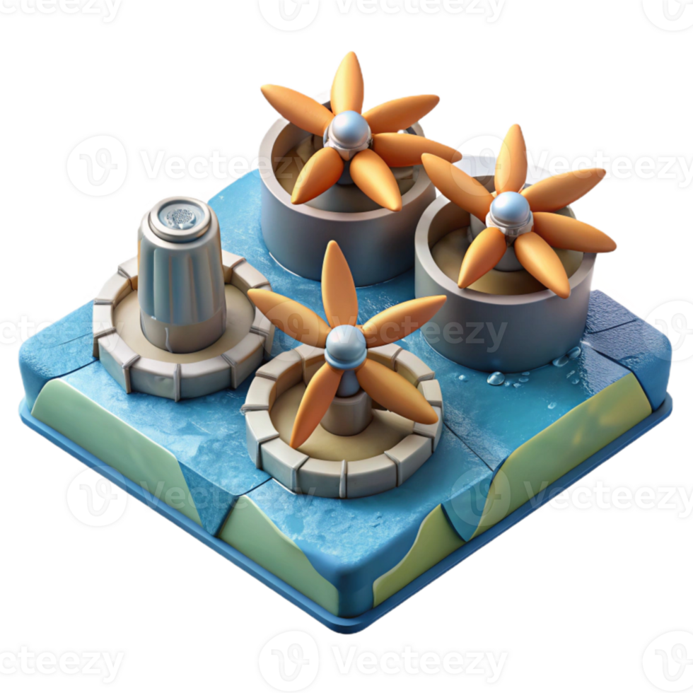 wonderful classic Ocean Current Turbine Array Layout Illustration Isolated professional png