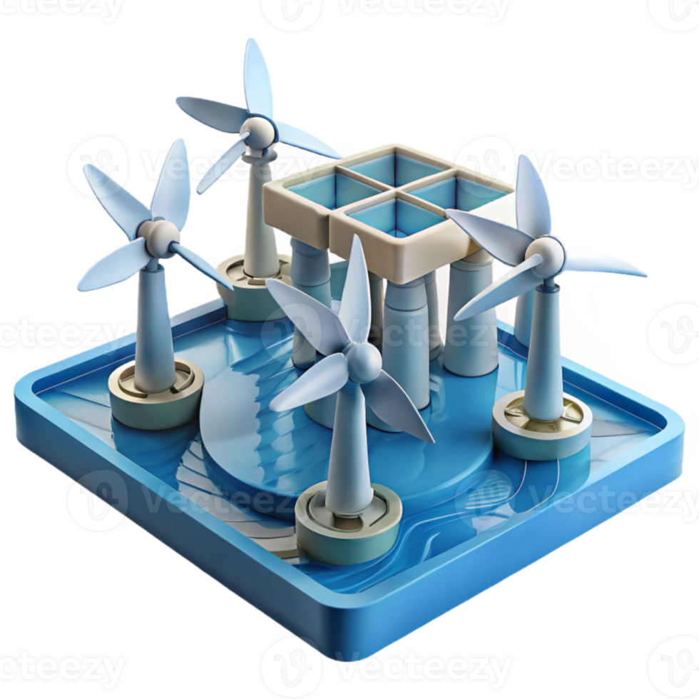 serene vintage Ocean Current Turbine Array Layout Illustration Isolated detailed png