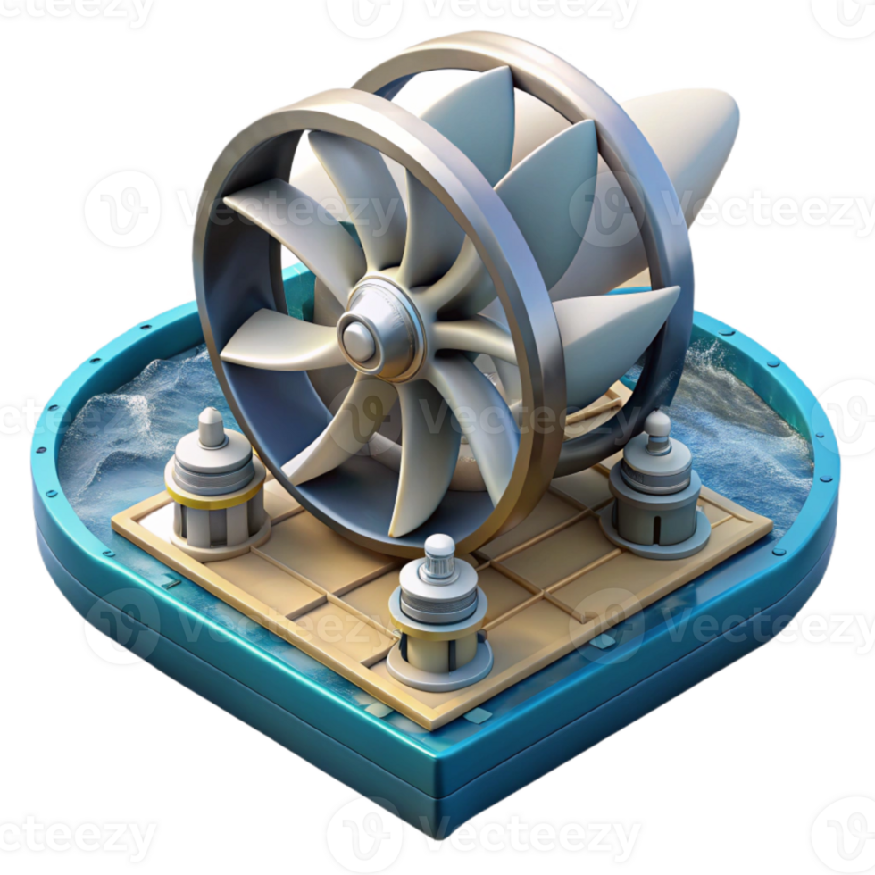 elegant traditional Ocean Current Turbine Array Layout Illustration Isolated detailed png
