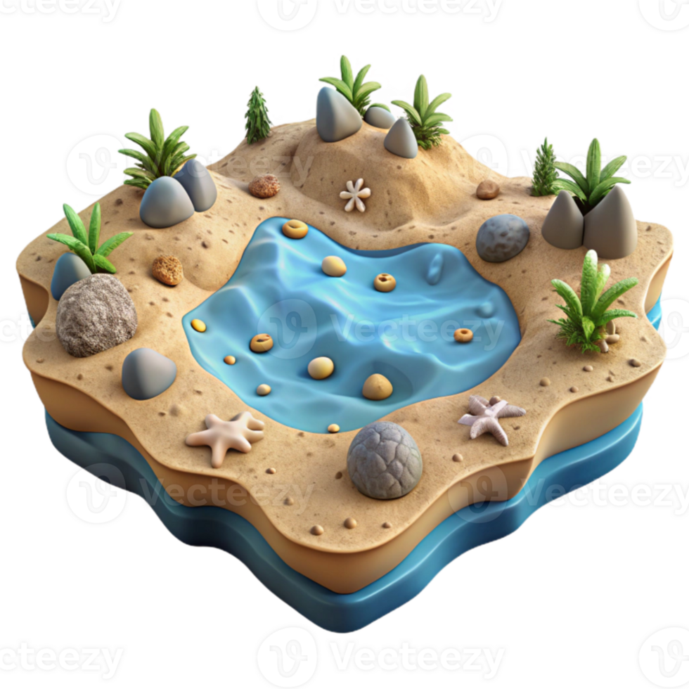 elegant minimalist Ocean Floor Landscape Cutout Sandy Bottom Isolated high quality png