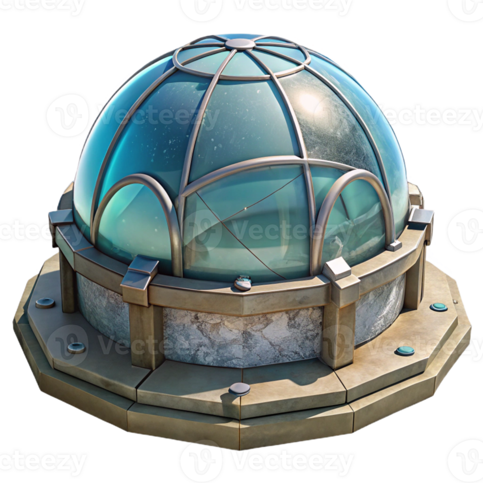 serene abstract Ocean Floor Observatory Dome Front View Transparent Background authentic png