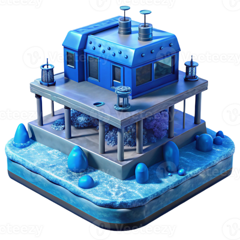 stunning rustic Ocean Floor Research Station Blue Tone Transparent Background original png