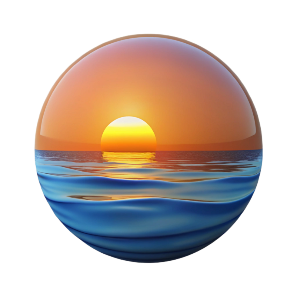 elegant artistic Ocean Sunrise Reflection Cutout Isolated png