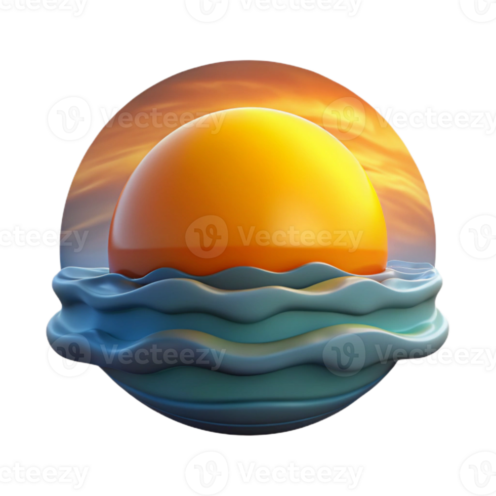 stunning abstract Ocean Sunrise Scene Cutout Isolated genuine png