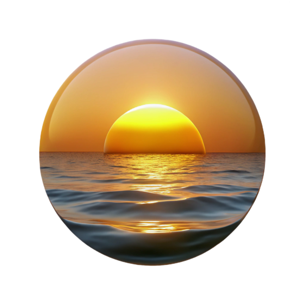 elegant artistic Ocean Sunset Golden Hues Calm Waters Transparent Background Cutout high quality png