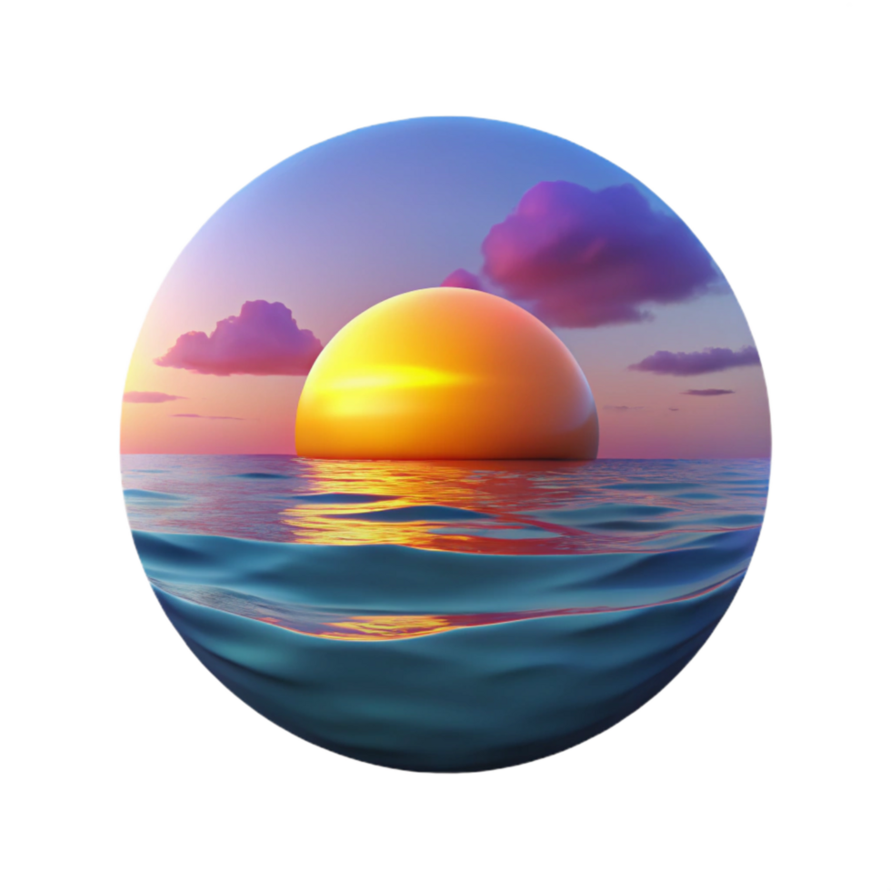 serene rustic Ocean Sunset Colorful Sky Calm Water Transparent Background original png
