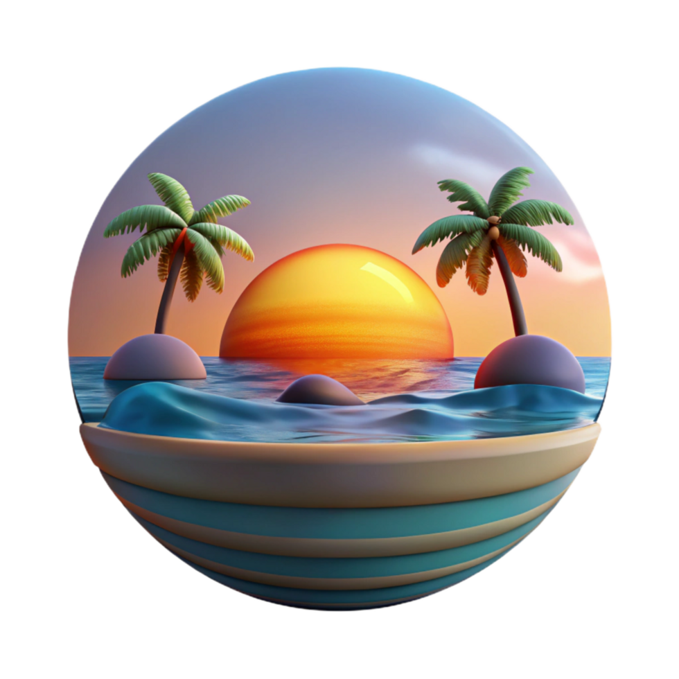 stunning rustic Ocean Sunset Scene Element png