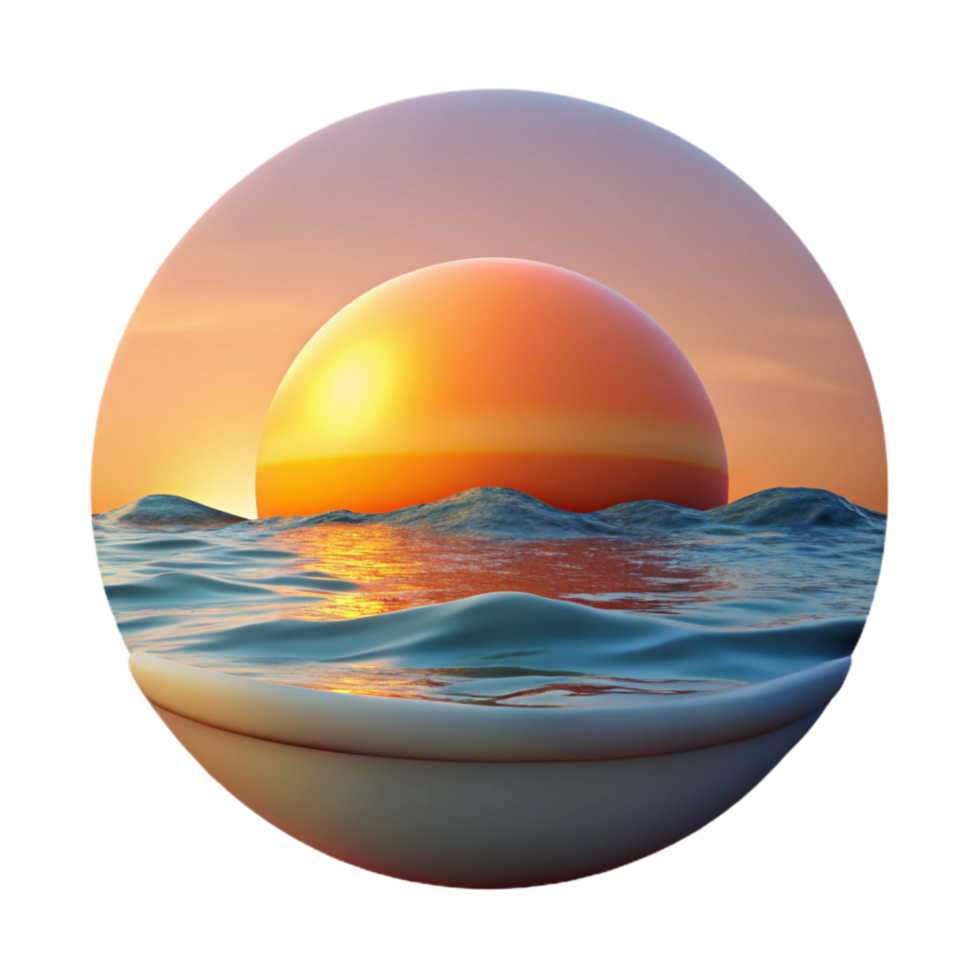 beautiful traditional Ocean Sunset Scene Element professional png