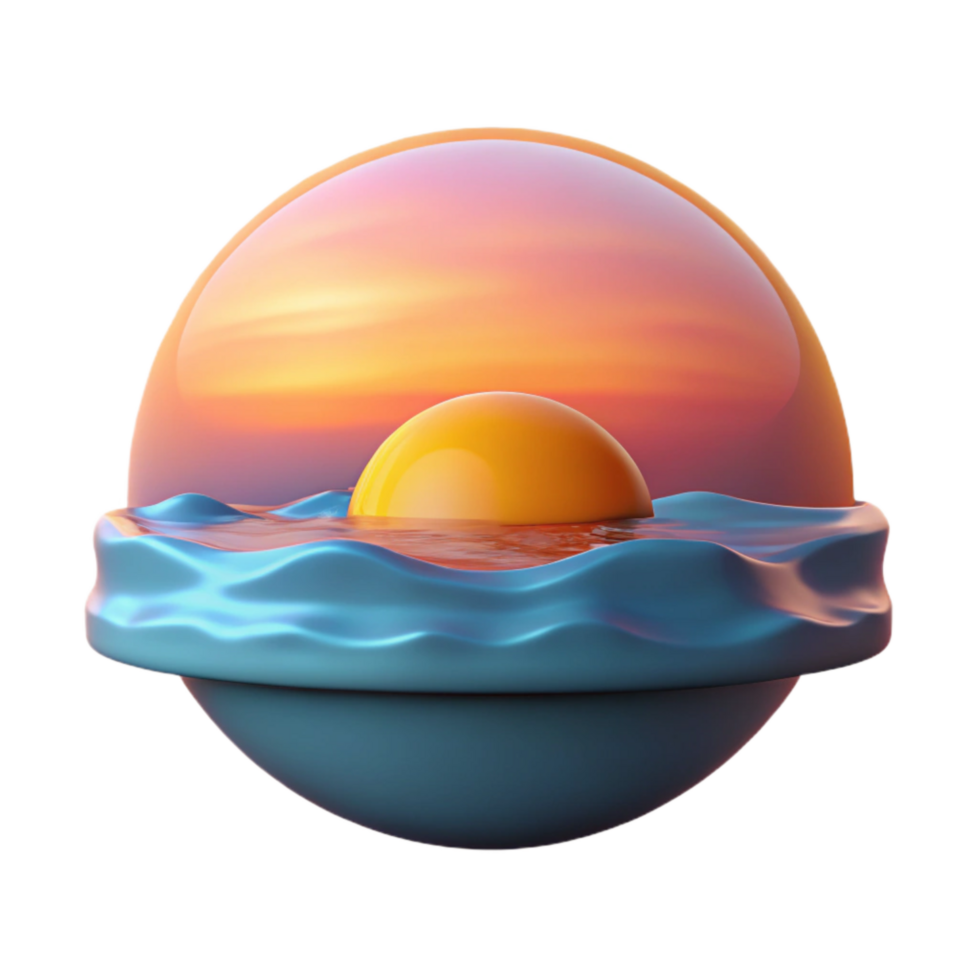 impressive traditional Ocean Sunset Scene Element detailed png