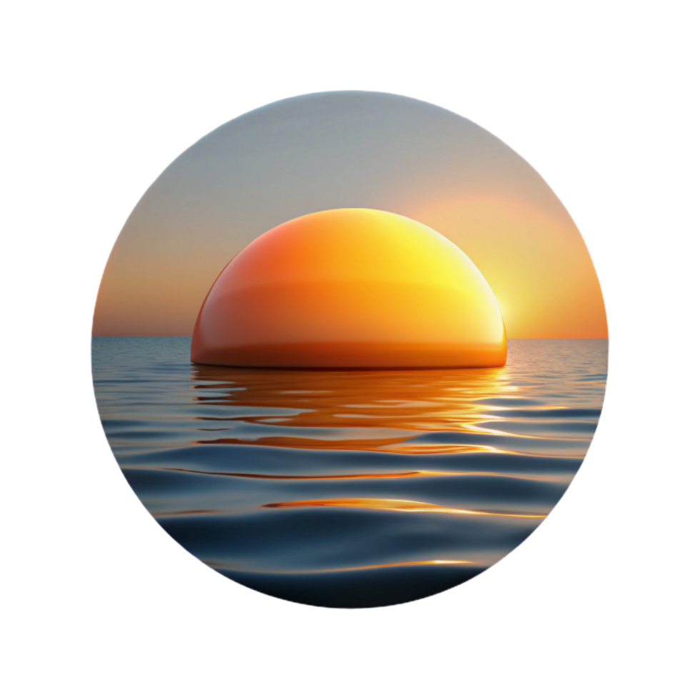 vibrant artistic Ocean Sunset Silhouette Cutout Isolated authentic png