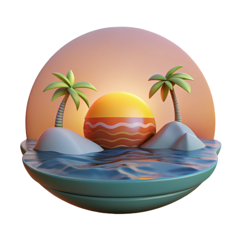 extraordinary artistic Ocean Sunset Scene Element premium png