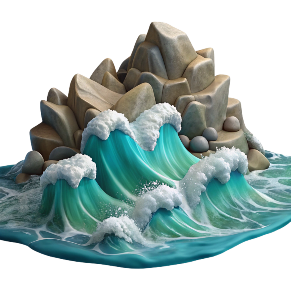 dramatic artistic Ocean Waves Crashing Rocky Coast png