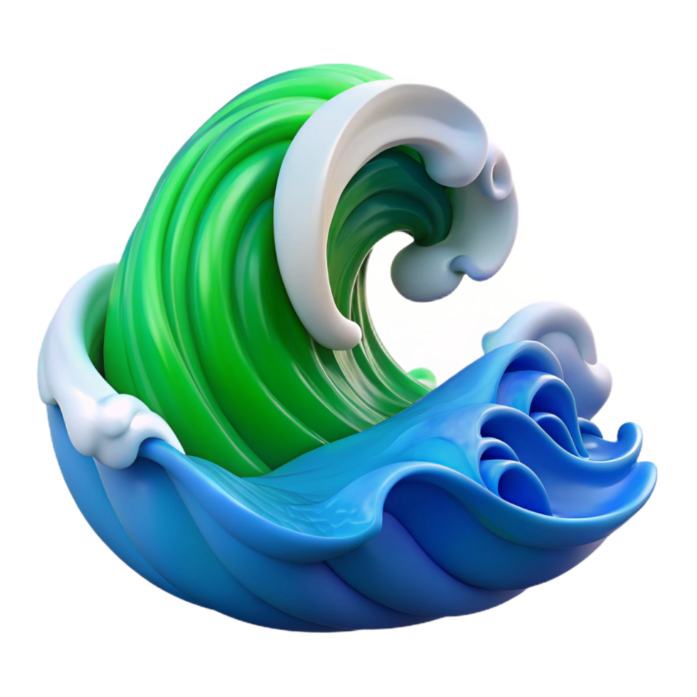 magnificent creative Ocean Waves Rolling Motion Blue Green Hues Cutout detailed png