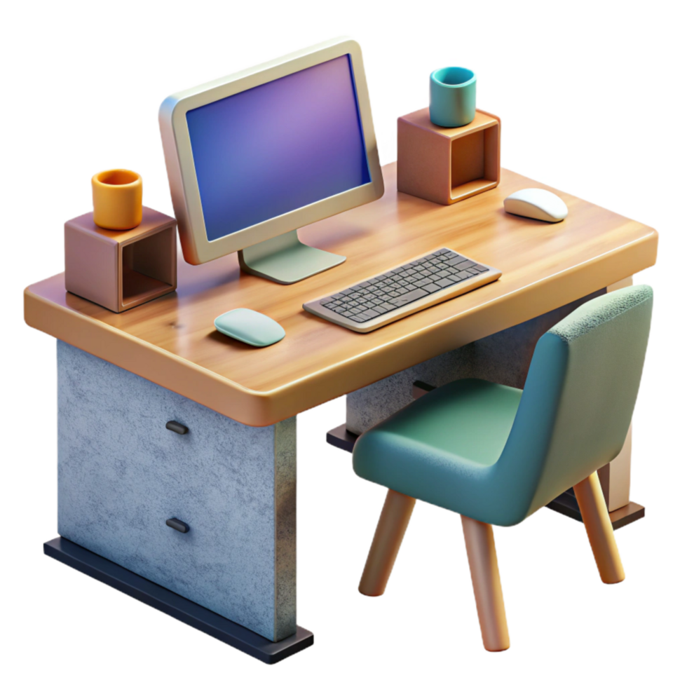 wonderful creative Office Desk with Computer Transparent Background exclusive png
