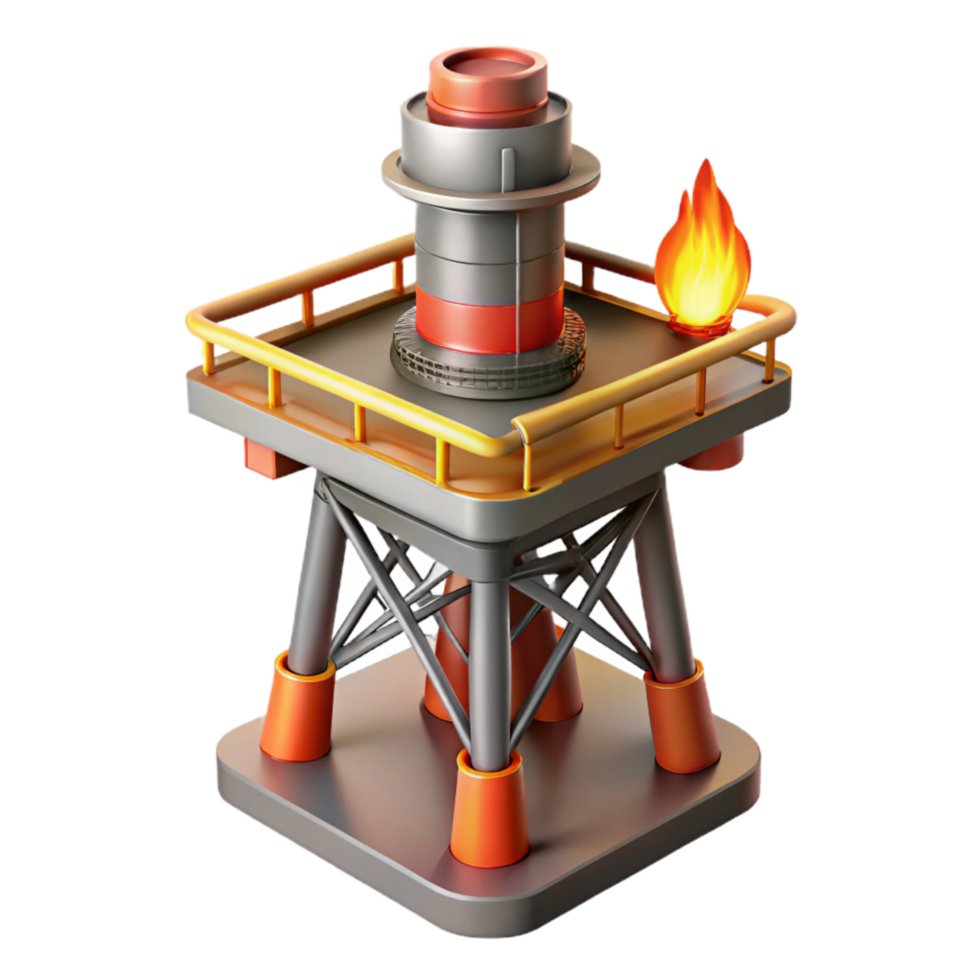 dramatic vintage Offshore Platform Flare Stack Silhouette Transparent Background original png