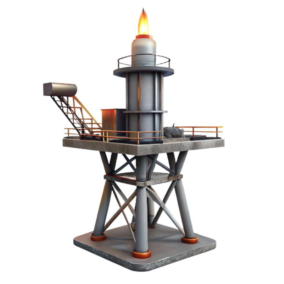 elegant creative Offshore Platform Flare Stack Silhouette Transparent Background professional png