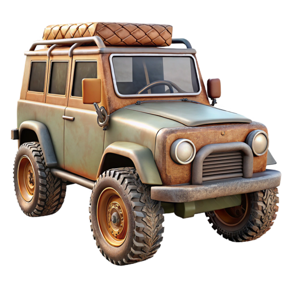 elegant rustic Off Road Vehicle with Spare Tire Cutout png