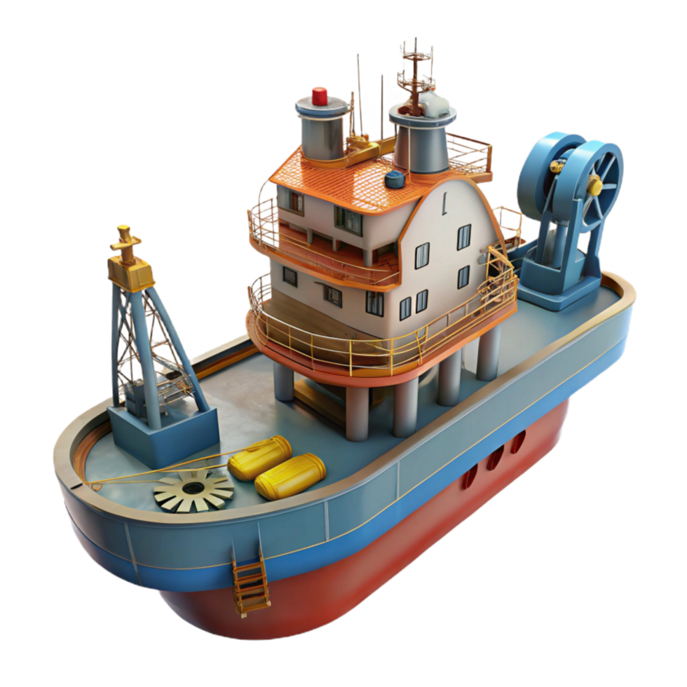 beautiful modern Offshore Oil Rig Supply Vessel Side Profile Cutout original png